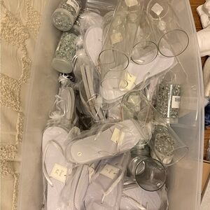 White Flip Flops and Glass Set